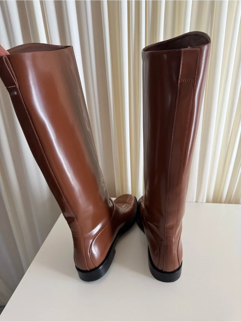 Everlane The Riding Boot Brown Leather Knee-High Cognac Carmel Rum Size 10 Fall
